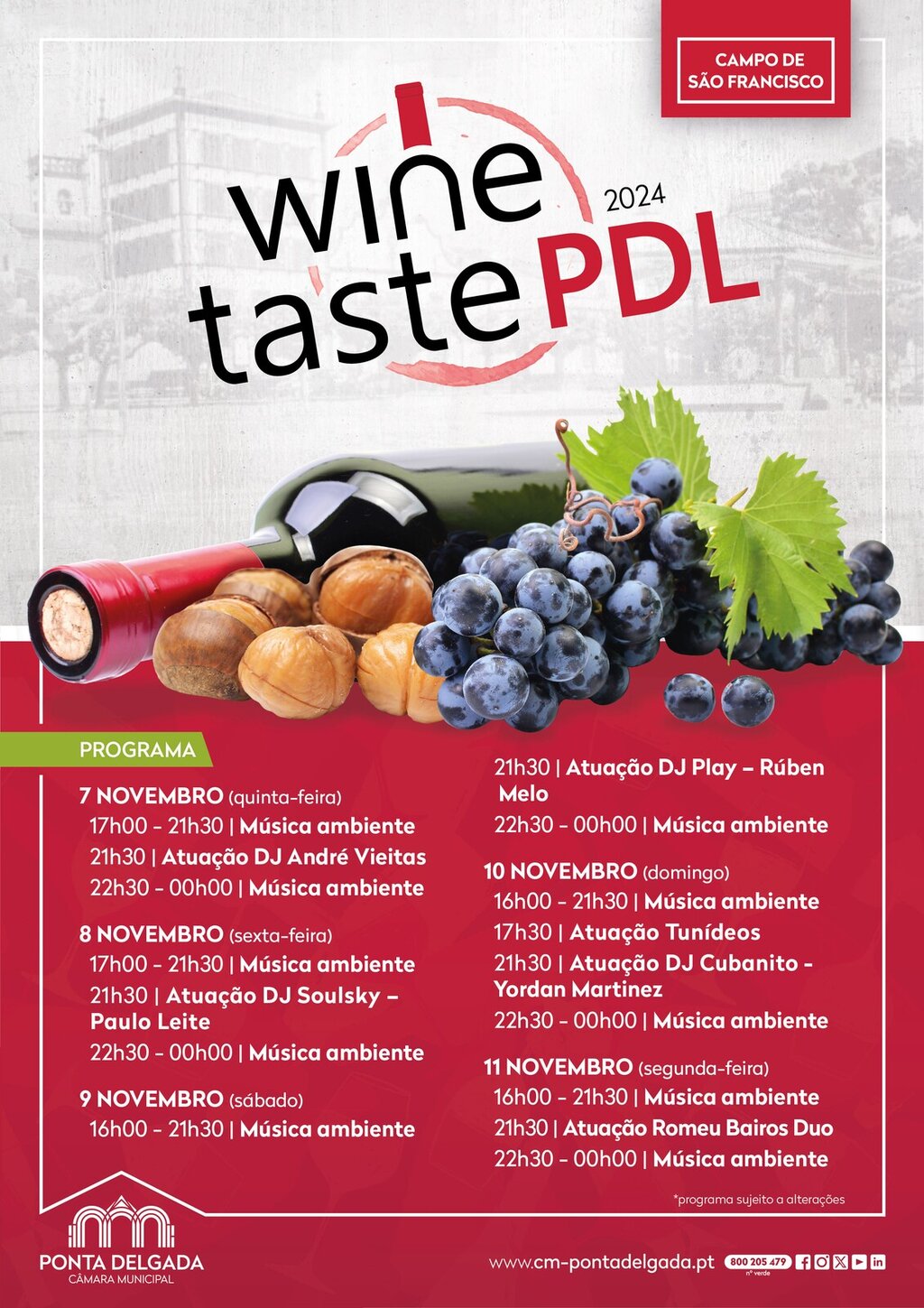 Wine Taste PDL no Campo de São Francisco de 7 a 11 de novembro