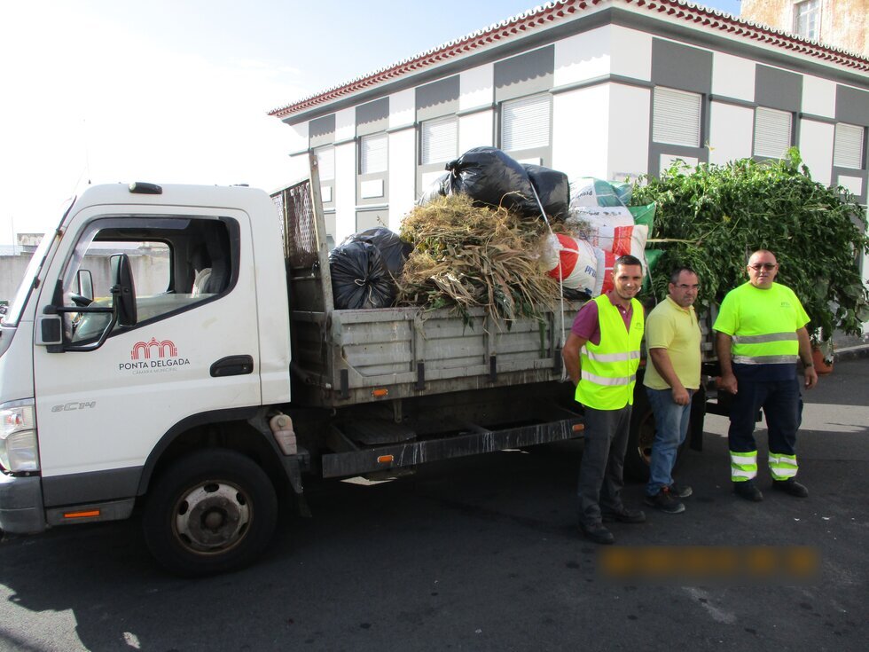 Cami&atilde;o com res&iacute;duos verdes e lenhosos